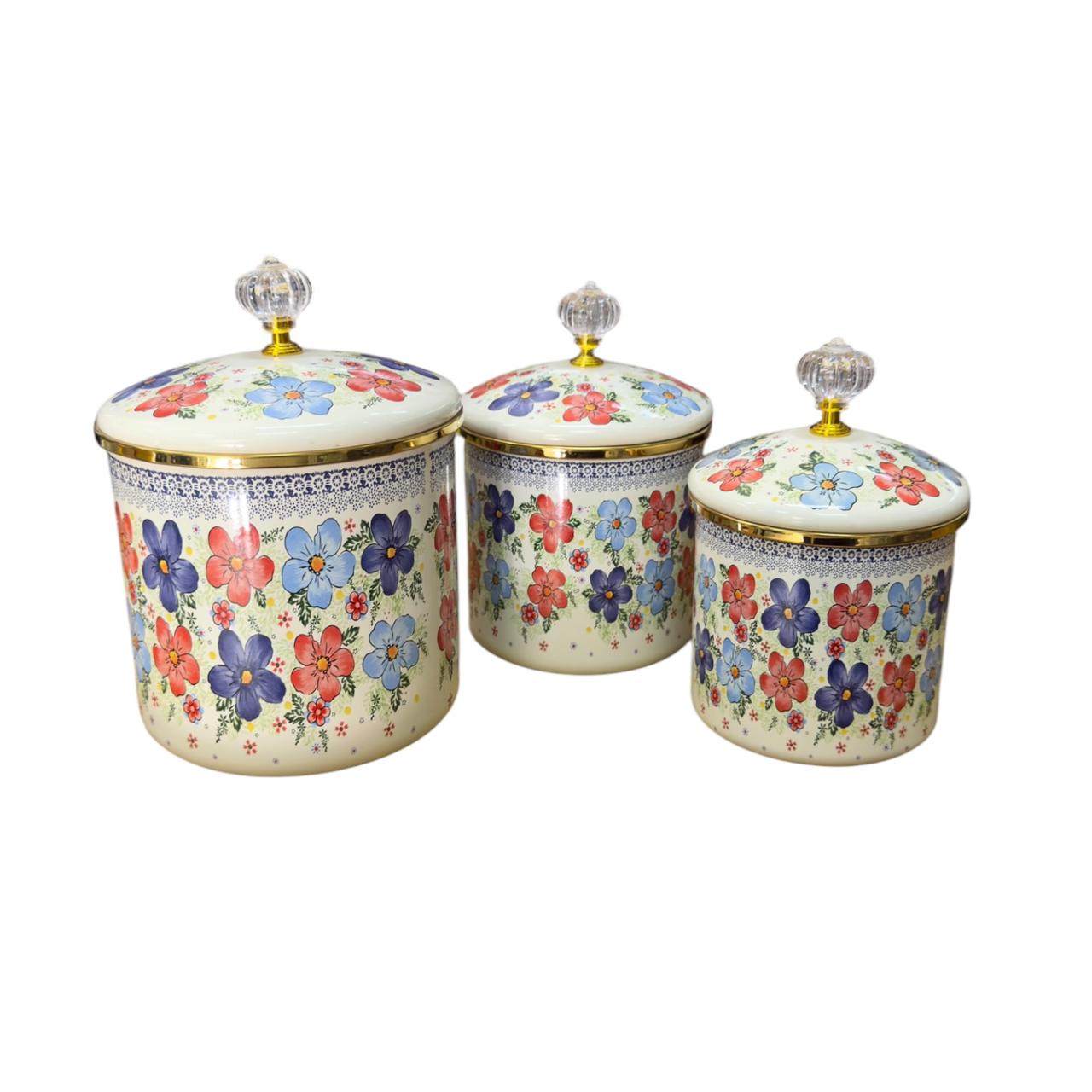 Jgo de especieros enlozados Flores multicolor 3 pcs