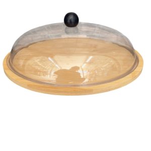 Tabla redonda madera cúpula acrílica 26 cm