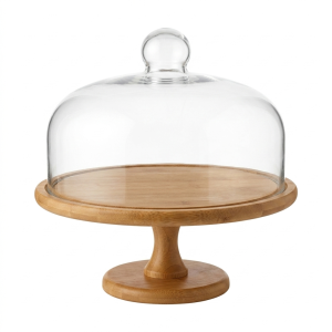 Exhibidor base madera fija cúpula vidrio 30 cm