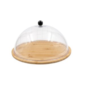 Tabla madera redonda con cúpula acrílica