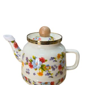 Tetera enlozada flores multicolor t/hundida 1L