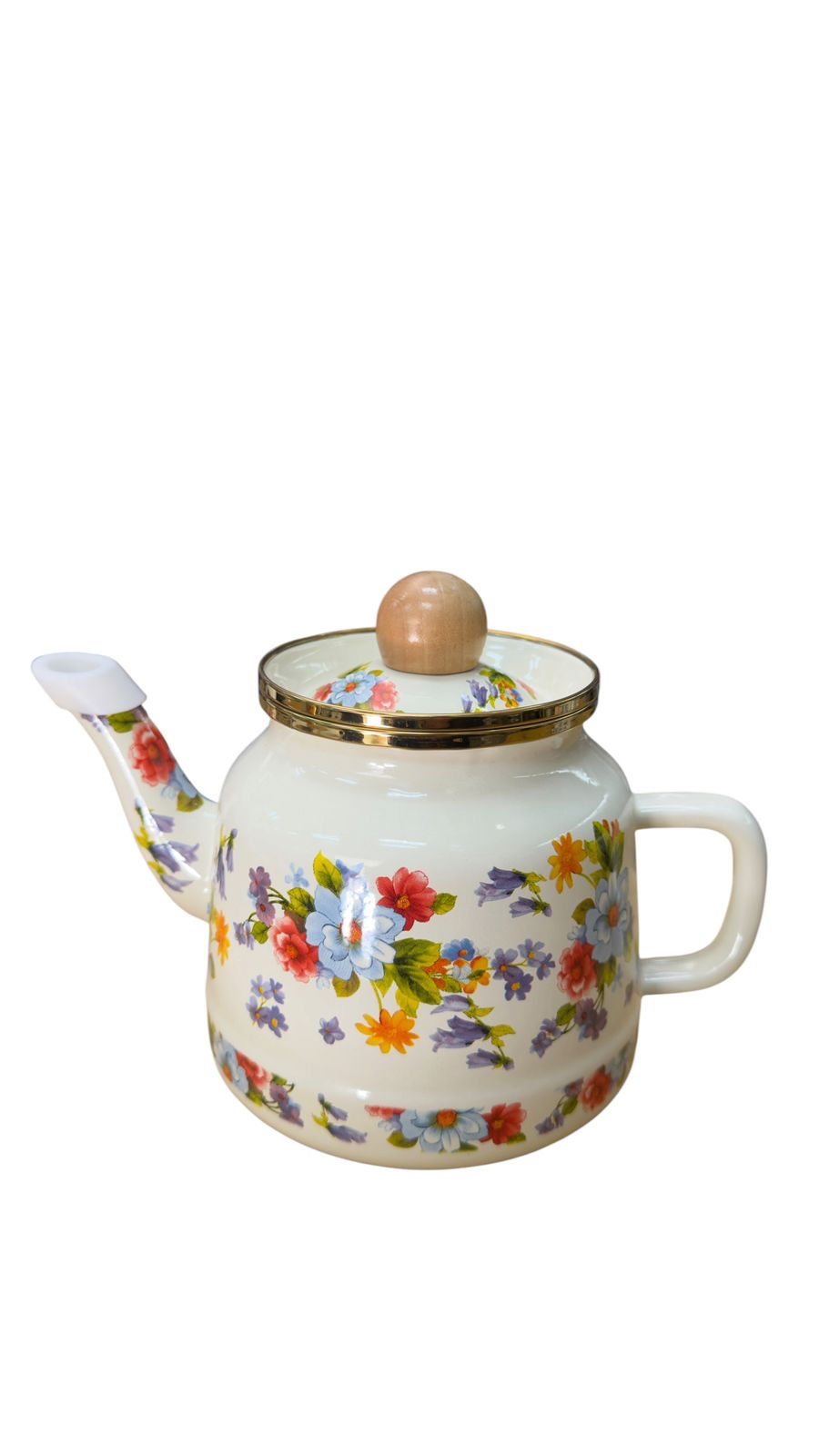 Tetera enlozada flores multicolor t/hundida 1L
