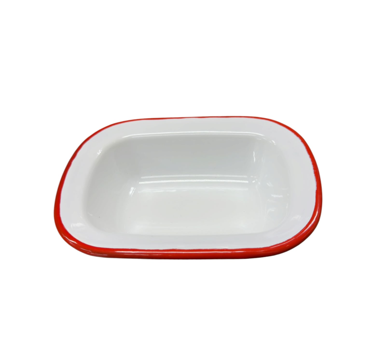 Asadera enlozada 20 cm blanca b/rojo