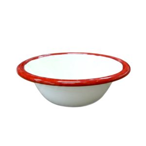 Pocillo enl. redondo 12 cm borde rojo